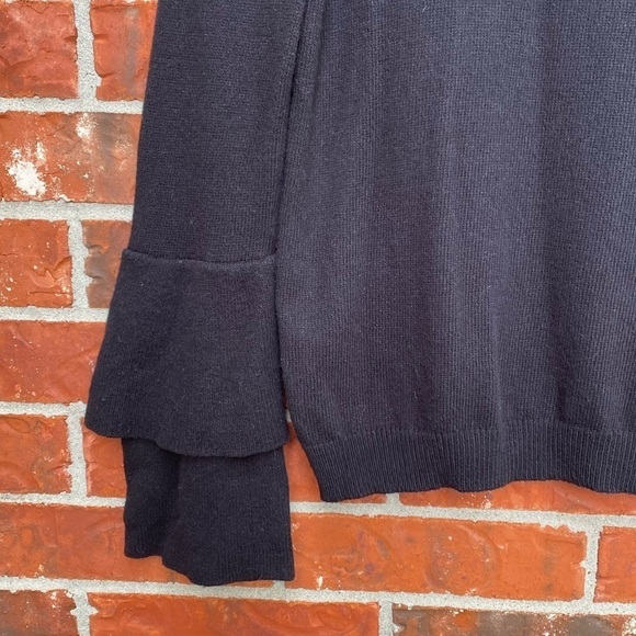 J. Crew Mercantile Womens Medium Black Wool Blend Bell Ruffle Sleeve Sweater - Picture 3 of 9